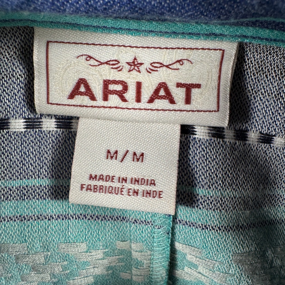 Ariat Button Down Women M Multi Southwestern Western Cowgirl Barrel Racer Top - Picture 4 of 8